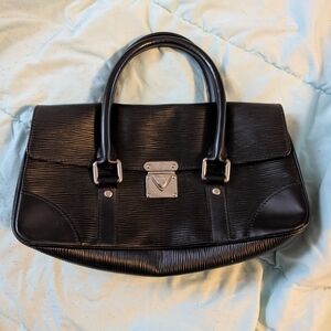 Louis Vuitton Black Leather Bag with Silver Hardware